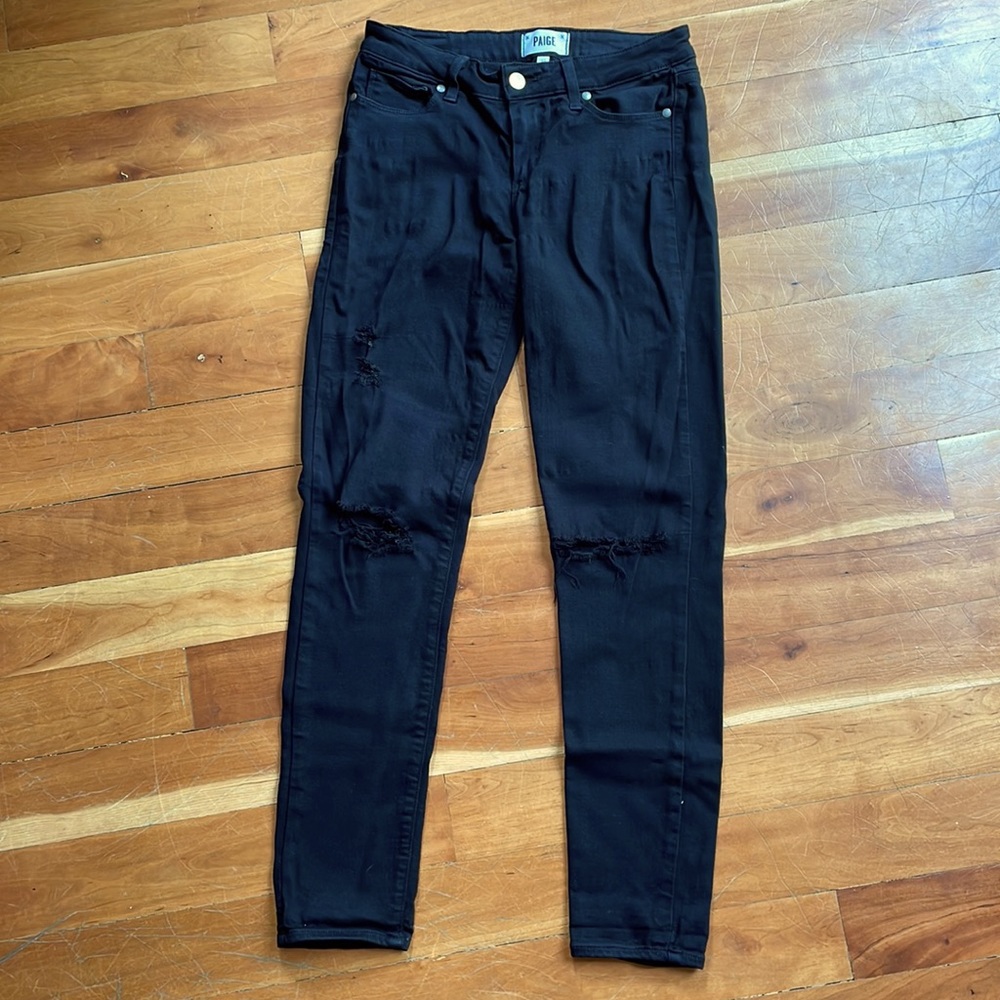 Paige distressed black size 27 stretchy